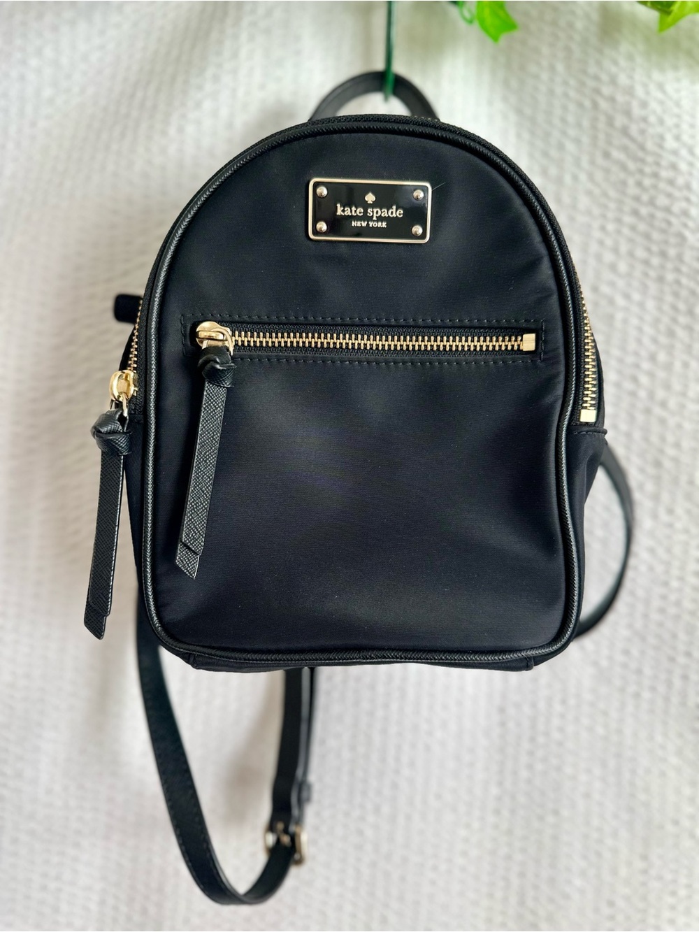 Kate Spade Black Nylon Mini Backpack Gold Hardware Travel Everyday Bag